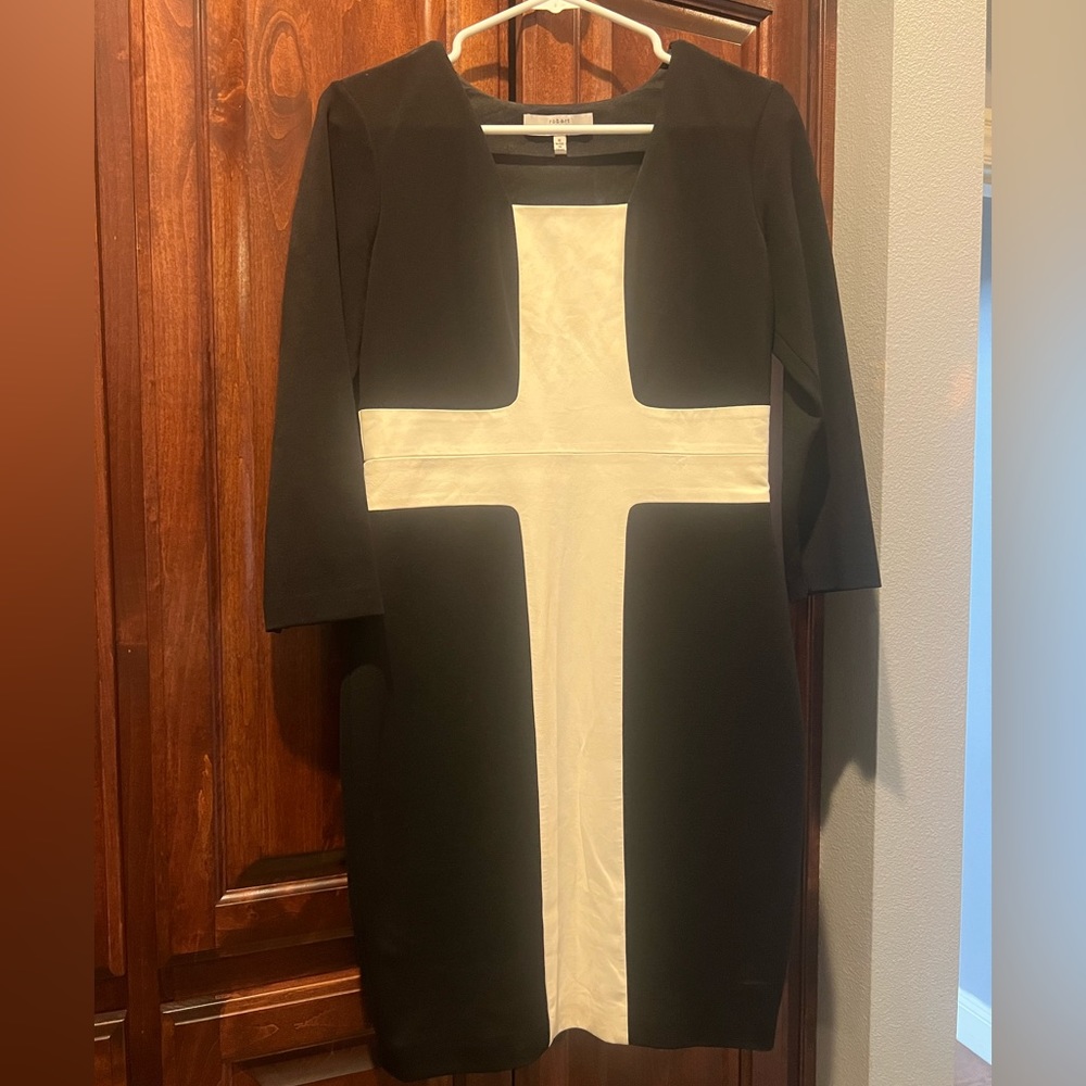 Robert Rodriguez black mini dress w/ leather cross design. Excellent condition